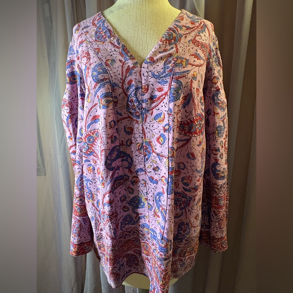 Hand Block-Print Indian Cotton Paisley Tunic – Boho/Artisan